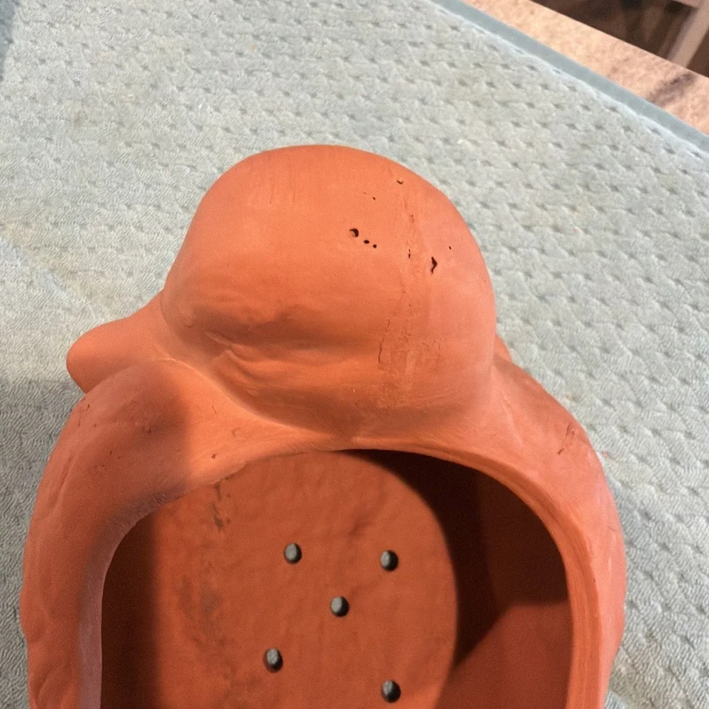 Vtg Terracotta Duck Mallard Planter 9